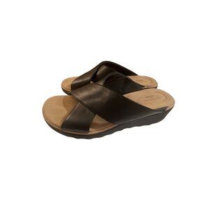 Clarks Collection‎ Wedge Slide Sandals Jillian Gem Black Leather Size 10